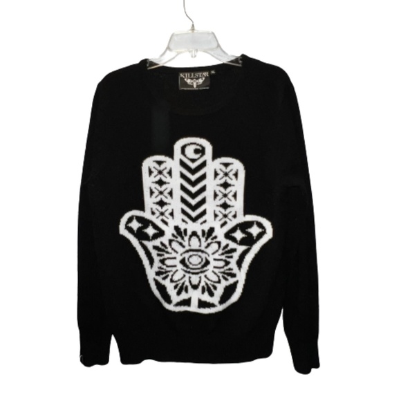 Killstar Other - Killstar Evil Eye Hamsa Sweater Knit Shirt Top Jumper Sz XL
